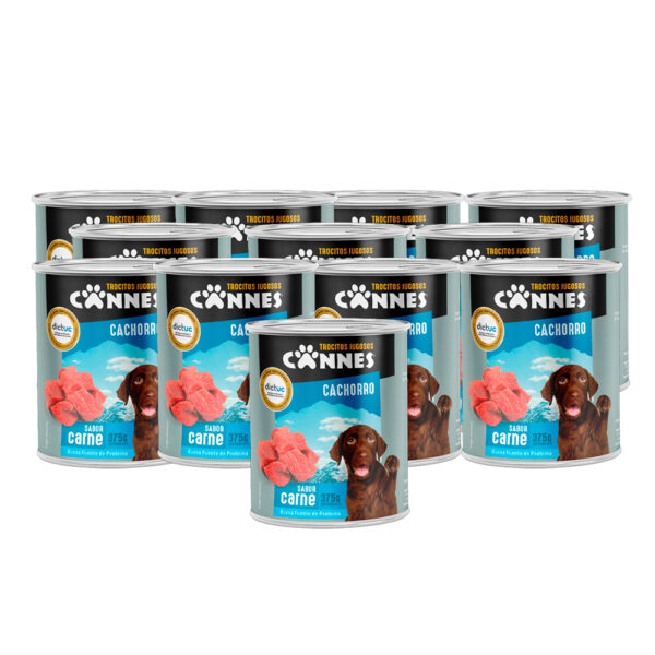 Display Lata Cannes Cachorro Carne 375g 12 Unidades - Imagen 2