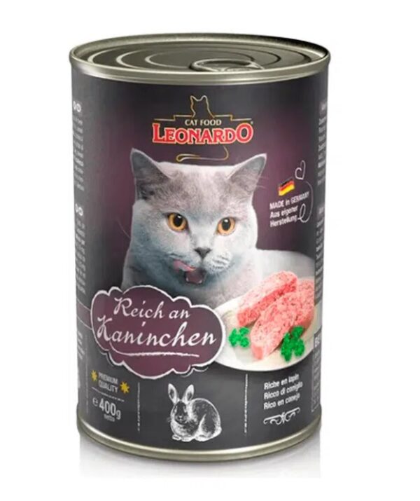Lata Leonardo Gato Quality Selection Conejo 400GR