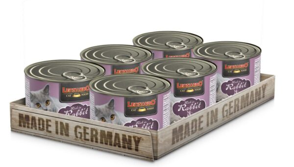 Lata Leonardo Gato Quality Selection Adulto Conejo 200GR x6 Unidades