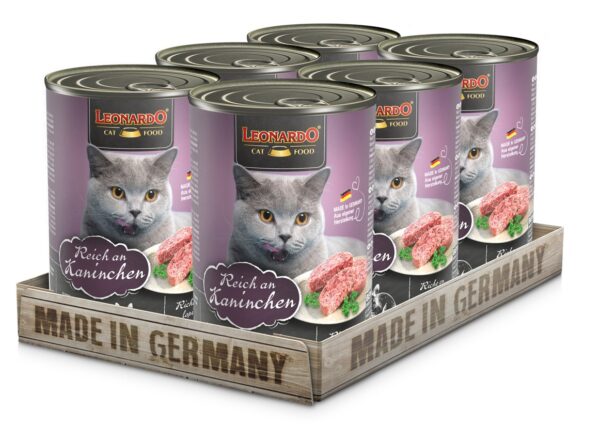 Lata Leonardo Gato Quality Selection Adulto Conejo 400GR x6 Unidades