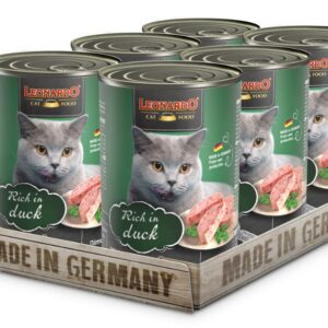 Lata Leonardo Gato Quality Selection Adulto Pato 400GR x6 Unidades