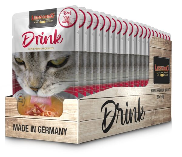 Sopa Leonardo Gato Drink 40GR Ternera Beef x20 Unidades