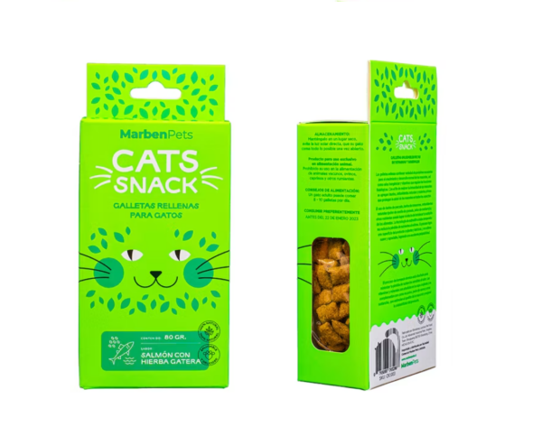 Cats Snack Galleta Rellena Salmón Catnip 80 GR (CK1003)