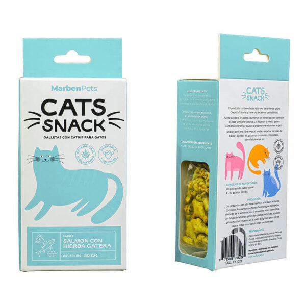 Cats Snack Galleta Rellena Salmón Hierba Gatera 80 GR (CK1021)