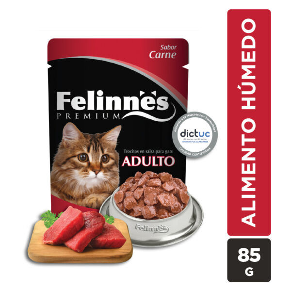 Sachet Felinnes Premium Sabor Carne 85 GR 24 Unidades - Imagen 2