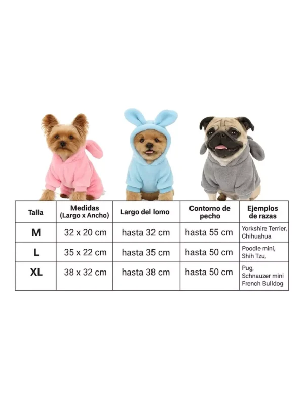 Ropa Mascotas Polar Conejo Gris Talla L - Imagen 2