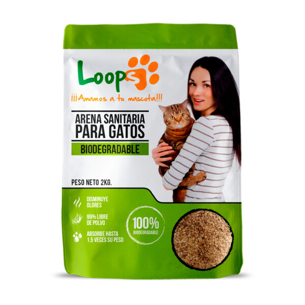 Arena Para Gatos Biodegradable Loops Natural 4,5 KG