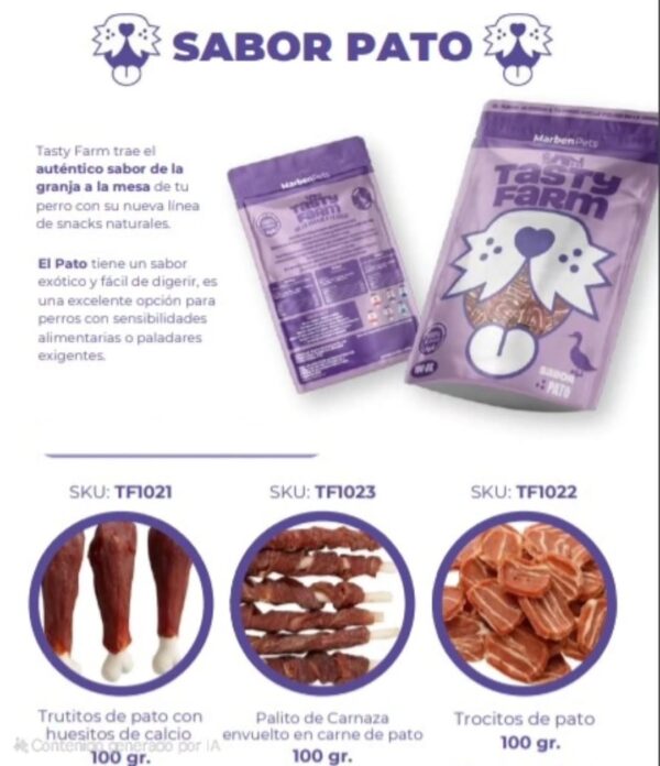 Snack Perro Tasty Farm Trocitos de Pato 100 GR(TF1022) - Imagen 3