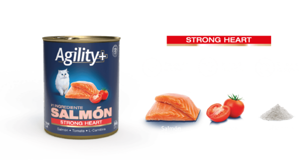 Lata Agility Gato Adulto Salmón Strong Heart 340 GR - Imagen 3