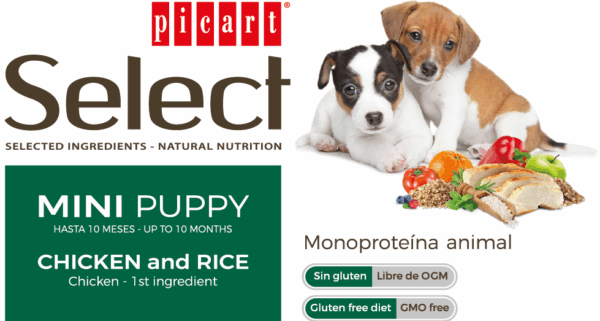 Picart Select Dog Mini Puppy Chicken & Rice 8 KG - Imagen 2