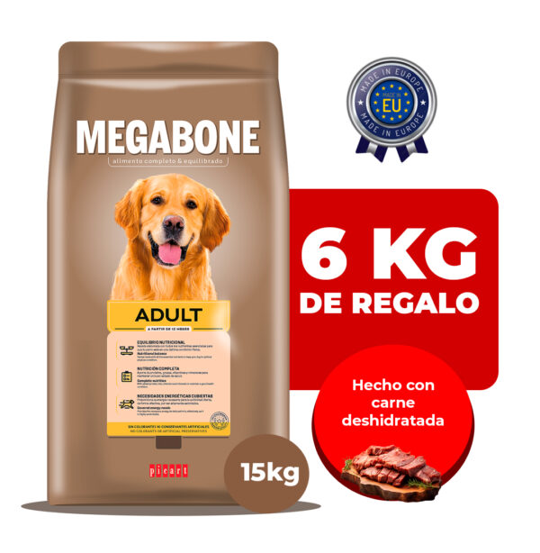 Megabone Premium Dog Adult 15 KG + 6 KG de Regalo (21 KG)