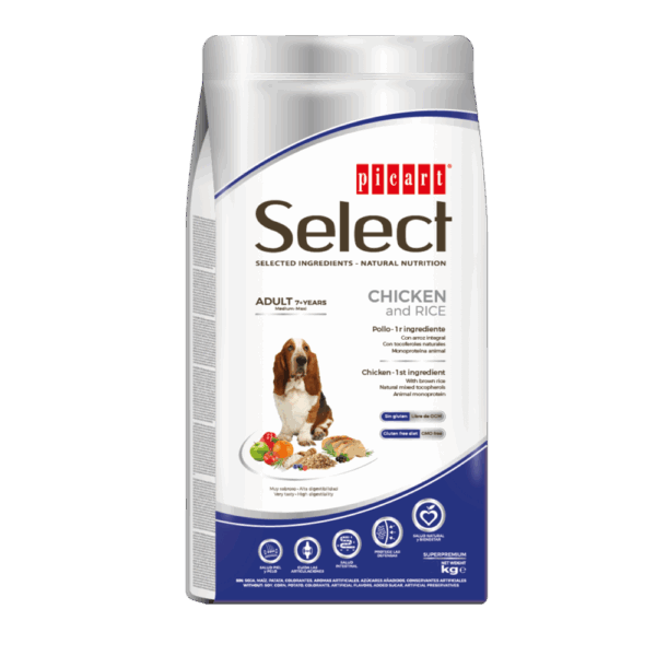 Picart Select Dog Adult 7+ Senior Chicken & Rice 12 KG